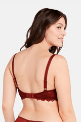 BURGUNDY LACE BRA ARUM PRIMA UNDERWIRE SOFT - FitAuMaxLingerie