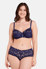 NAVY BLUE LACE BRA ARUM UNDERWIRE SOFT - FitAuMaxLingerie
