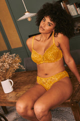 YELLOW LACE BRA ARUM UNDERWIRE SOFT - FitAuMaxLingerie