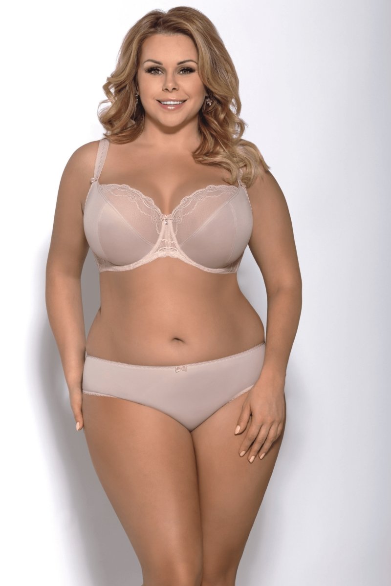 Full Coverage Lace Bra for Large Busts, Gorsenia, Size: 38B, Color: Beige