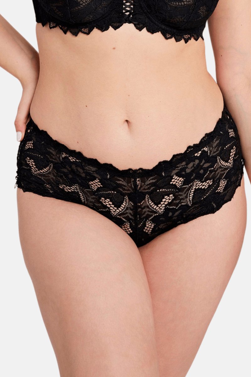 French Cut Lace Panties, Sans- Complexe, Size: M -3XL, Color: Black