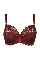 BURGUNDY LACE BRA ARUM PRIMA UNDERWIRE SOFT - FitAuMaxLingerie