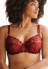 BURGUNDY LACE BRA ARUM PRIMA UNDERWIRE SOFT - FitAuMaxLingerie