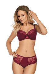 BURGUNDY LACE BRA CINDY UNDERWIRE SEMI SOFT - FitAuMaxLingerie