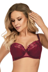 BURGUNDY LACE BRA CINDY UNDERWIRE SEMI SOFT - FitAuMaxLingerie