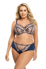 NAVY BLUE LACE BRA MORISSON UNDERWIRE SOFT - FitAuMaxLingerie