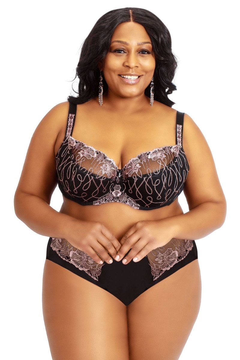 PINK AND BLACK LACE BRA ZOE UNDERWIRE SOFT