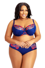 RED AND BLUE LACE BRA SAMANTA UNDERWIRE SEMI SOFT - FitAuMaxLingerie