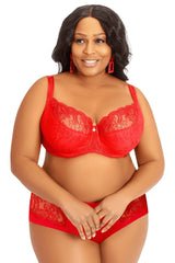 RED LACE BRA TIANA UNDERWIRE SEMI SOFT - FitAuMaxLingerie