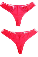 RED LACE SALMA THONG PANTIES - FitAuMaxLingerie