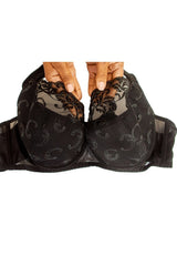 SILVER AND BLACK LACE BRA GISELLE UNDERWIRE SEMI SOFT - FitAuMaxLingerie