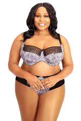 WHITE AND BLACK ANIMAL PRINT LACE BRA NELA UNDERWIRE SOFT - FitAuMaxLingerie