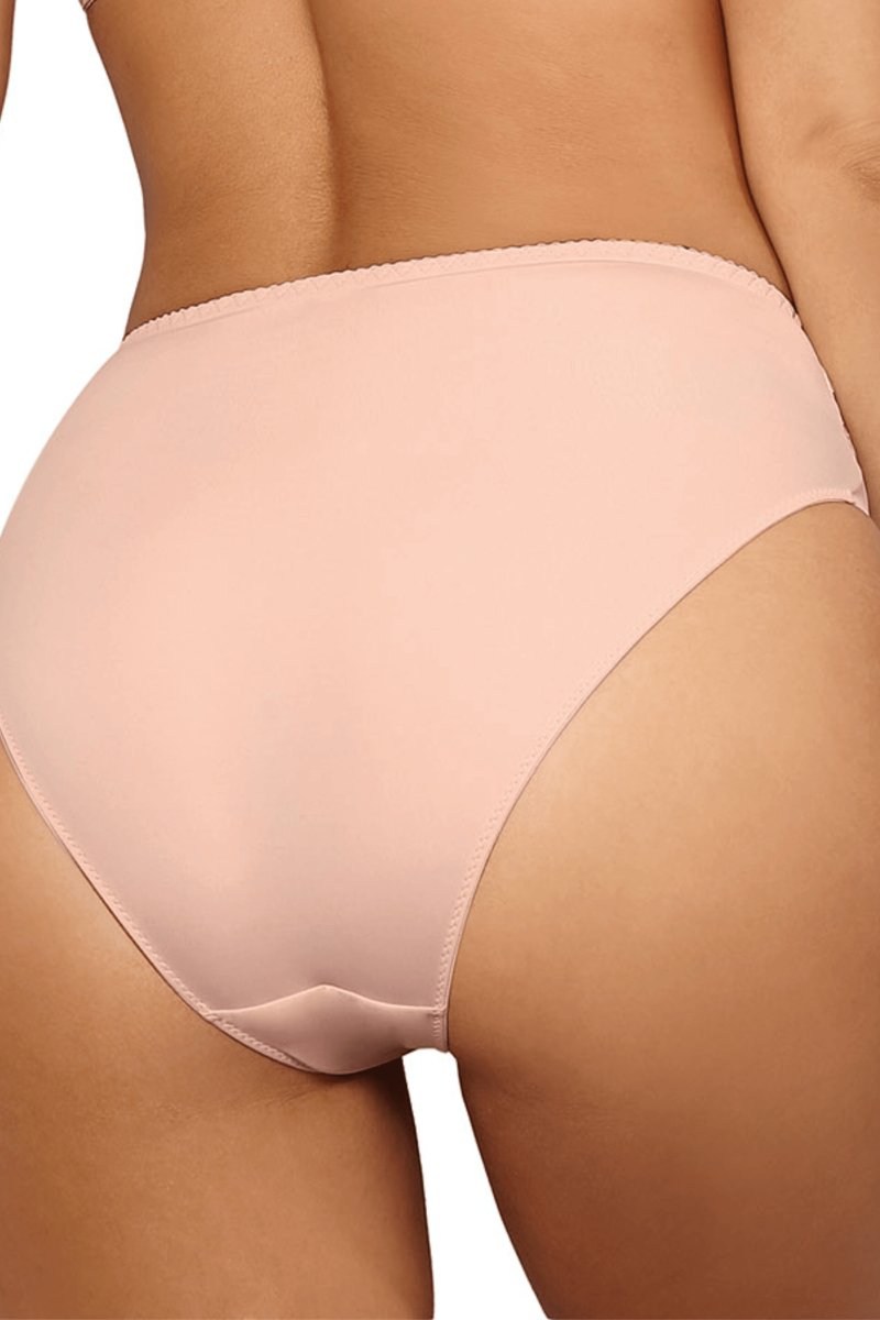 BEIGE AND PINK LACE FLORENCE HIGH - CUT PANTIES - FitAuMaxLingerie