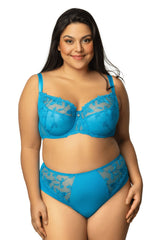 TURQUOISE BLUE UNDERWIRE LACE BRA BRITNEY SEMI SOFT - FitAuMaxLingerie