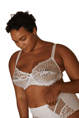 WHITE SHEER UNLINED LACE BRA NARCISSE UNDERWIRE SOFT - FitAuMaxLingerie