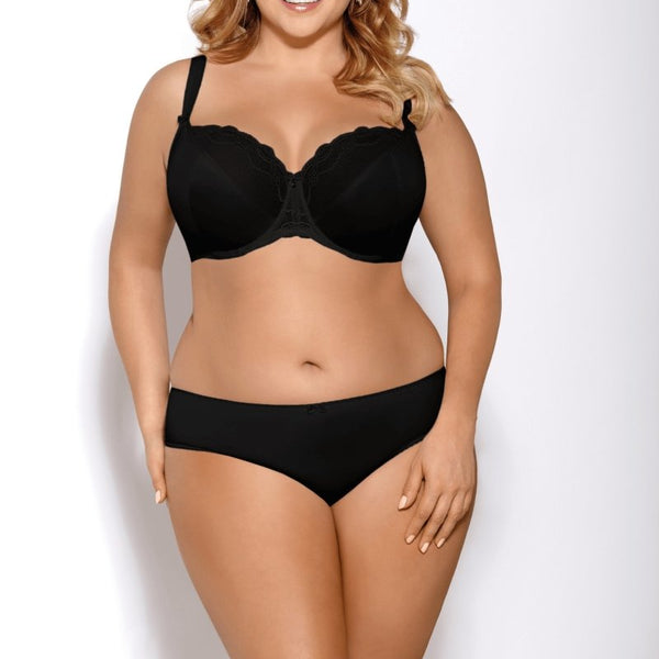 Large Cup Size Full Coverage Bra for Large Bust, Gorsenia, Size: 32J, Color: Black