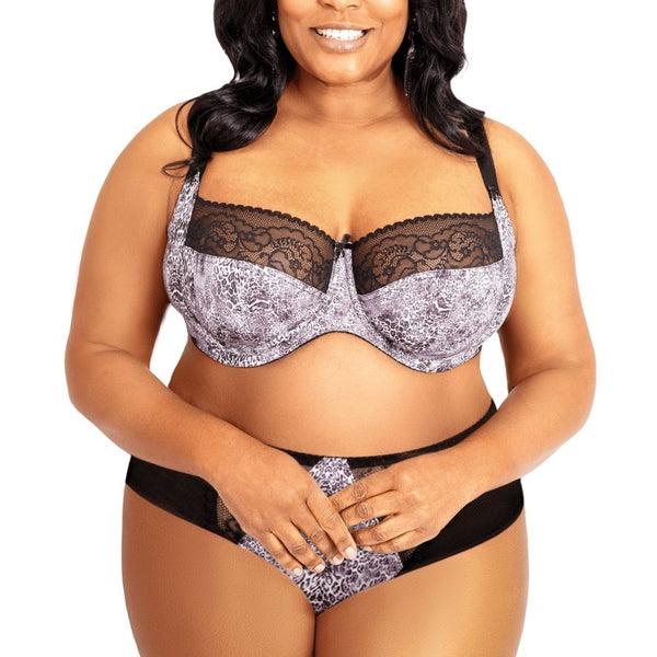 Plus Size and full figured Animal Print Underwire Bra, WiesMANN, Size:  44B-44i, Color: Black and White